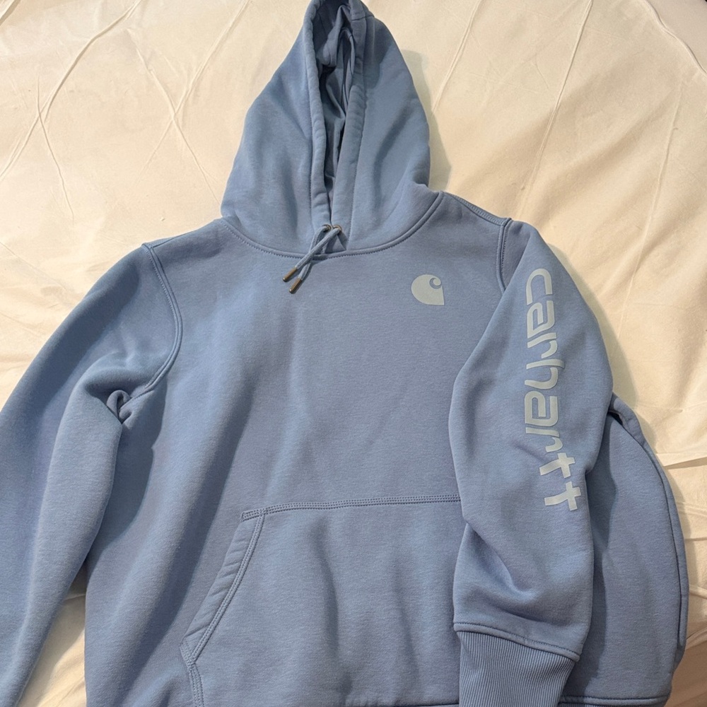 Carhartt Women's Light Blue Crewneck Hooded Sweatshirt
